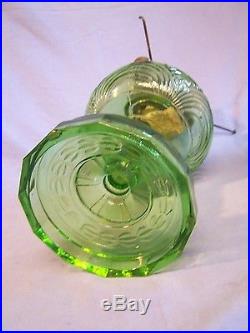 Vintage Aladdin Washington Drape Green Kerosene Lamp With Rose Design Shade GC