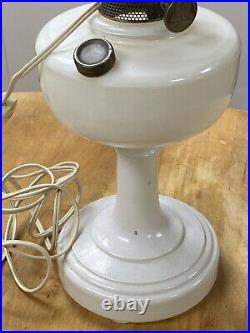 Vintage Aladdin White Glass Oil Lamp converted To Electric