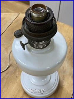 Vintage Aladdin White Glass Oil Lamp converted To Electric