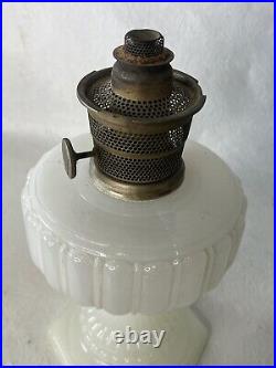 Vintage Aladdin White Moonstone Cathedral Oil Kerosene Lamp Model B