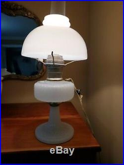Vintage Aladdin White Moonstone Diamond Quilt Kerosene Lamp Twist Chimney Shade
