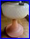 Vintage Aladdin White over Pink Diamond Quilt Moonstone Corinthian Glass Lamp