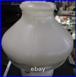 Vintage Aladdin White over Pink Diamond Quilt Moonstone Corinthian Glass Lamp