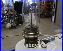 Vintage Aladdin White over Pink Diamond Quilt Moonstone Corinthian Glass Lamp