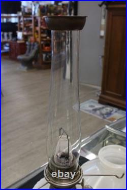 Vintage Aladdin White over Pink Diamond Quilt Moonstone Corinthian Glass Lamp