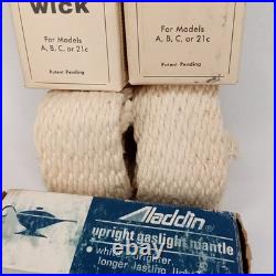 Vintage Aladdin Wick & Upright Gaslight Mantle With Original Boxes 3 Piece Set