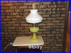 Vintage Aladdin Yellow Vertique Moon Stone Model B Burner Oil Lamp 1930's