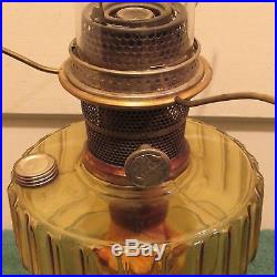 Vintage Aladdin amber corinthian model b burner lamp with shade