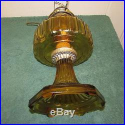 Vintage Aladdin amber corinthian model b burner lamp with shade