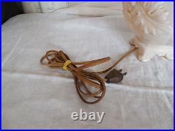 Vintage Aladdin glass oak leaf design double light electric table lamp withfinial