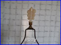 Vintage Aladdin glass oak leaf design double light electric table lamp withfinial
