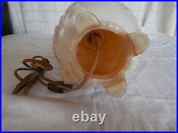 Vintage Aladdin glass oak leaf design double light electric table lamp withfinial