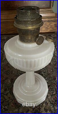 Vintage Aladdin ivory model B milk glass kerosene or oil lamp 1940's