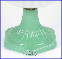 Vintage Aladdin kerosine oil lamp green white moonstone glass Corinthian Model B