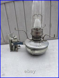 Vintage Aluminum Metal Aladdin #21c Oil Lamp with Globe Wall Mount Railroad Train