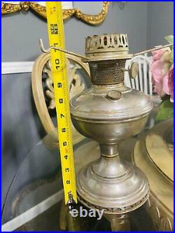 Vintage Antique ALLADIN Model #11 Kerosene Oil Lamp with Chimney and Shade