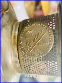 Vintage Antique ALLADIN Model #11 Kerosene Oil Lamp with Chimney and Shade