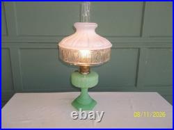 Vintage Antique Aladdin Electrified Oil Lamp Jadeite Glass with Shade