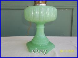 Vintage Antique Aladdin Electrified Oil Lamp Jadeite Glass with Shade
