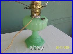 Vintage Antique Aladdin Electrified Oil Lamp Jadeite Glass with Shade