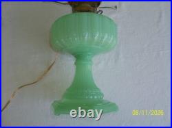 Vintage Antique Aladdin Electrified Oil Lamp Jadeite Glass with Shade