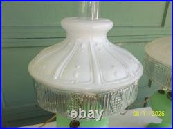 Vintage Antique Aladdin Electrified Oil Lamp Jadeite Glass with Shade