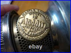 Vintage Antique Aladdin Metal Base Oil Kerosene Lamp Model 12 With Chimmey