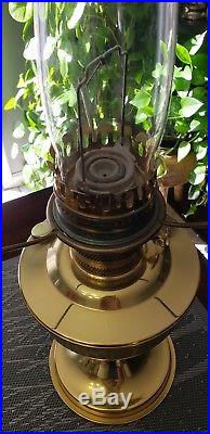 Vintage Antique Aladdin Model 23 Brass Kerosene Oil Lamp + Milk Glass Shade