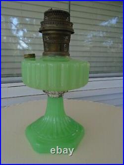 Vintage Antique Aladdin Model B Kerosene Lamp Apple Green Glass