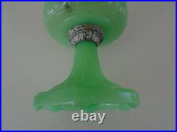 Vintage Antique Aladdin Model B Kerosene Lamp Apple Green Glass