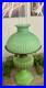 Vintage Antique Aladdin Model B Oil Lamp Jadeite Green Milk Glass with Shade