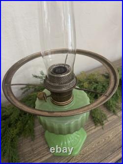 Vintage Antique Aladdin Model B Oil Lamp Jadeite Green Milk Glass with Shade Vintage Antique Aladdin Model B Oil Lamp Jadeite Green Milk Glass with Shade