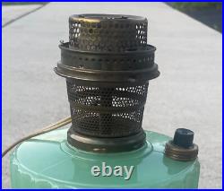 Vintage Antique Aladdin oil Green Glass Corinthian Jadeite LAMP Light