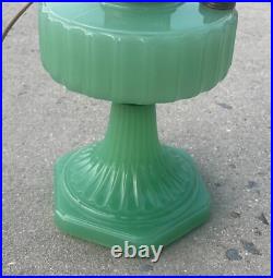 Vintage Antique Aladdin oil Green Glass Corinthian Jadeite LAMP Light