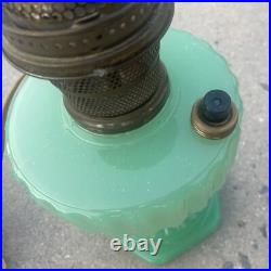 Vintage Antique Aladdin oil Green Glass Corinthian Jadeite LAMP Light