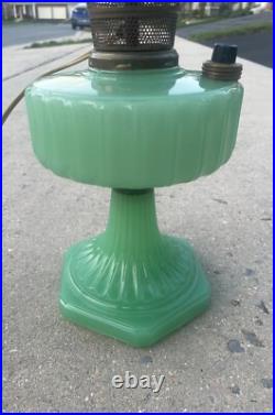 Vintage Antique Aladdin oil Green Glass Corinthian Jadeite LAMP Light