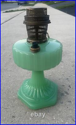 Vintage Antique Aladdin oil Green Glass Corinthian Jadeite LAMP Light