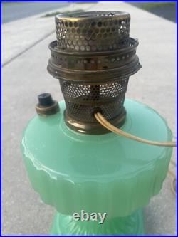 Vintage Antique Aladdin oil Green Glass Corinthian Jadeite LAMP Light