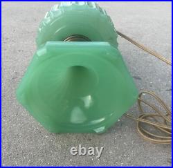 Vintage Antique Aladdin oil Green Glass Corinthian Jadeite LAMP Light