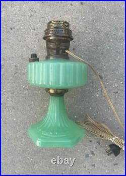 Vintage Antique Aladdin oil Green Glass Corinthian Jadeite LAMP Light