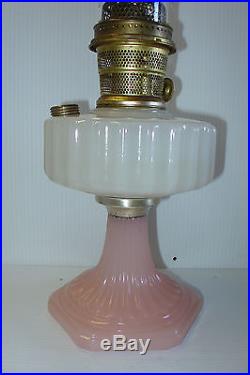 Vintage B-126 Opal & Rose Moonstone Corinthian NuType Model B Aladdin Table Lamp