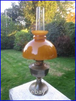 Vintage Brass Aladdin No 23 Oil Lamp With Chimney & Original Glass Shade