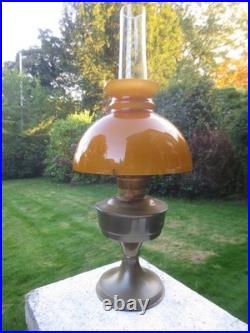 Vintage Brass Aladdin No 23 Oil Lamp With Chimney & Original Glass Shade