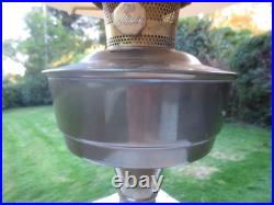 Vintage Brass Aladdin No 23 Oil Lamp With Chimney & Original Glass Shade