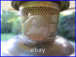 Vintage Brass Aladdin No 23 Oil Lamp With Chimney & Original Glass Shade Vintage Brass Aladdin No 23 Oil Lamp With Chimney & Original Glass Shade