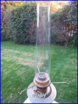 Vintage Brass Aladdin No 23 Oil Lamp With Chimney & Original Glass Shade