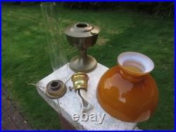 Vintage Brass Aladdin No 23 Oil Lamp With Chimney & Original Glass Shade
