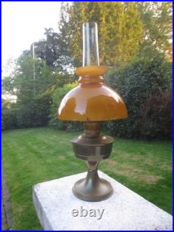 Vintage Brass Aladdin No 23 Oil Lamp With Chimney & Original Glass Shade