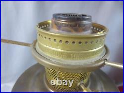 Vintage Brass Aladdin No 23 Oil Lamp With Chimney & Red Glass Shade