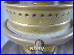 Vintage Brass Aladdin No 23 Oil Lamp With Chimney & Red Glass Shade